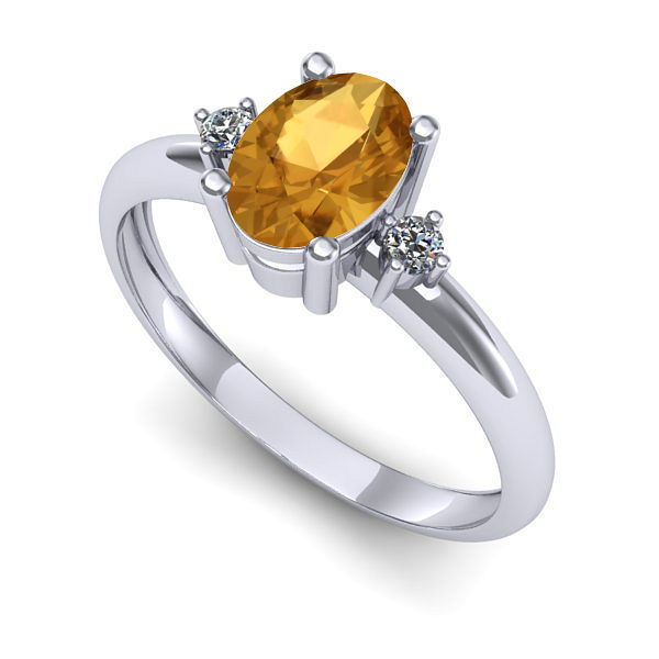 Inel din aur alb cu citrin