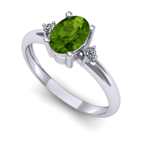 Inel din aur alb cu peridot