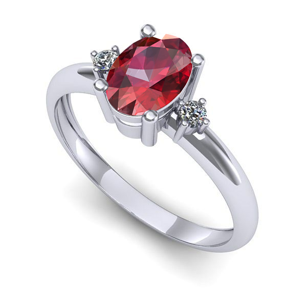 Inel din aur alb cu rubin