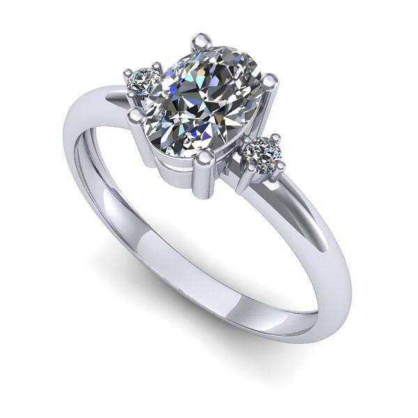 Inel logodna din aur alb cu safir alb