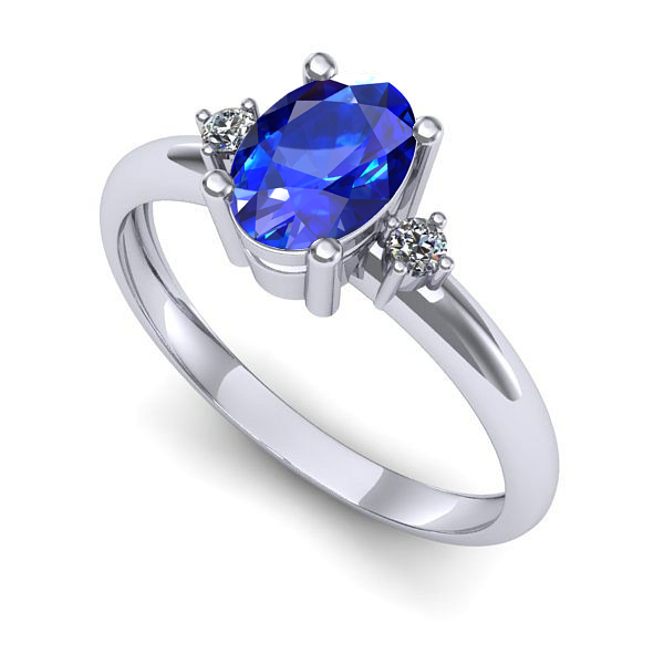 Inel din aur alb cu safir