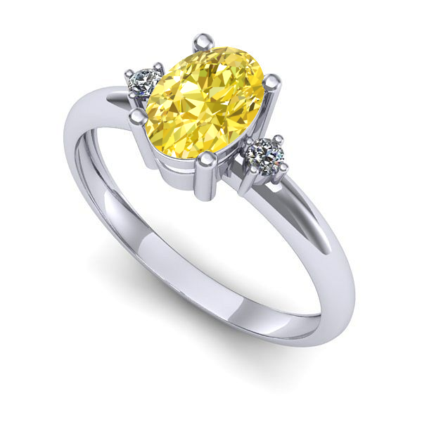 Inel de logodna din aur alb cu safir galben