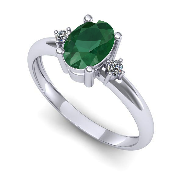 Inel logodna din aur alb cu smarald