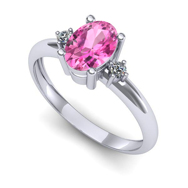 Inel logodna din aur alb cu safir roz
