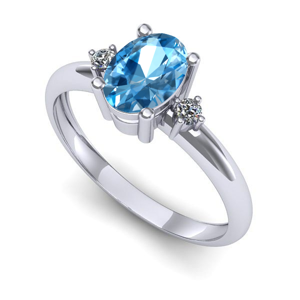 Inel de logodna din aur alb cu topaz blue