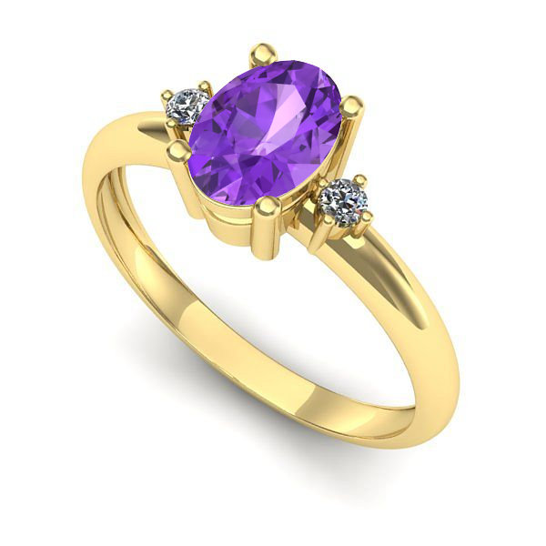 Inel din aur galben cu ametist