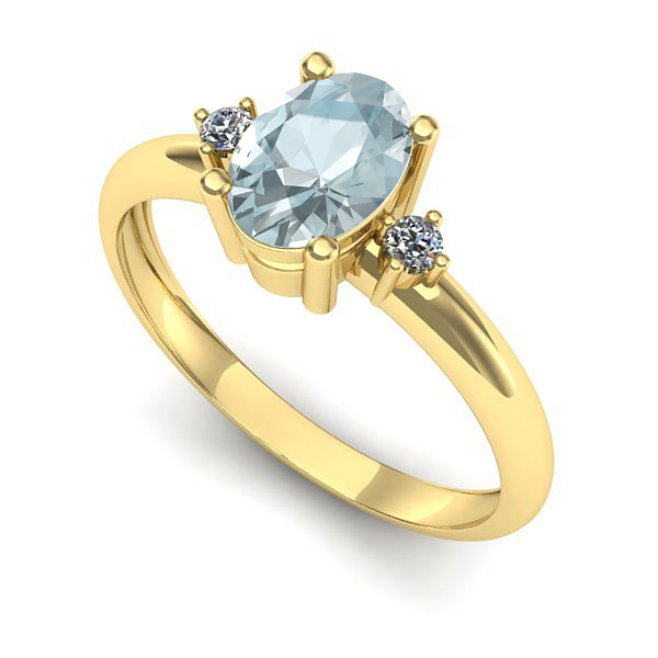 Inel logodna din aur galben cu aquamarin
