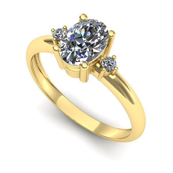 Inel din aur galben cu diamant de laborator