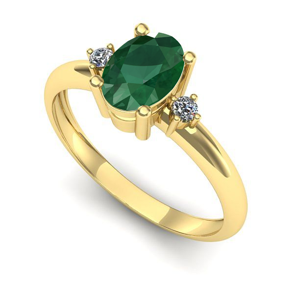Inel de logodna din aur galben cu smarald