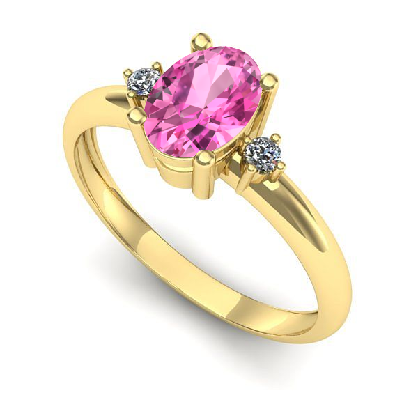 Inel din aur galben cu safir roz