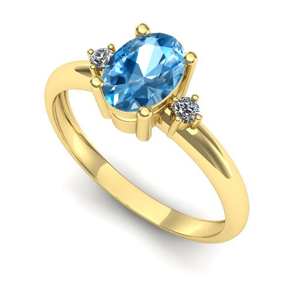 Inel logodna din aur galben cu topaz blue