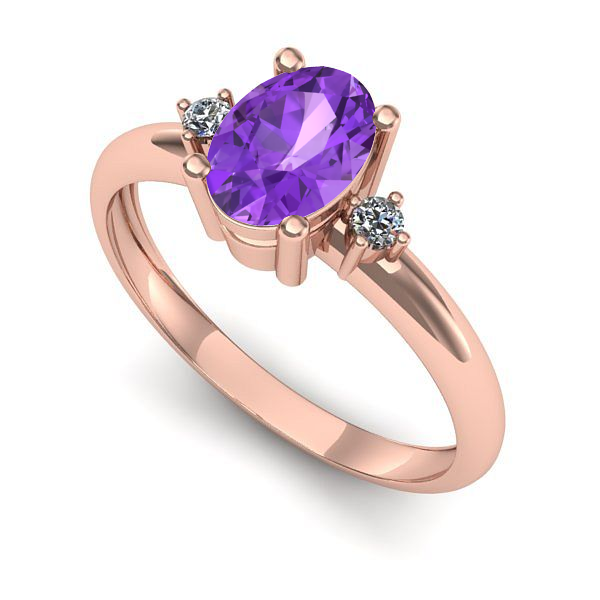 Inel de logodna din aur roz cu ametist