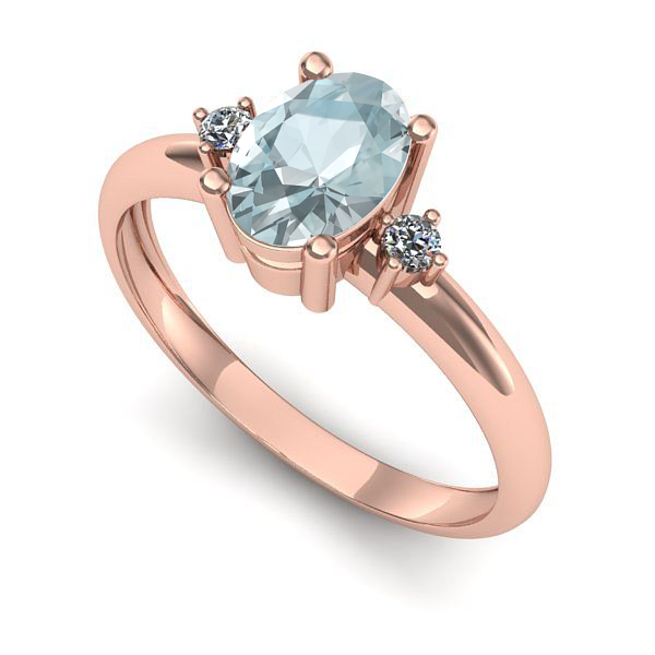 Inel de logodna din aur roz cu aquamarin