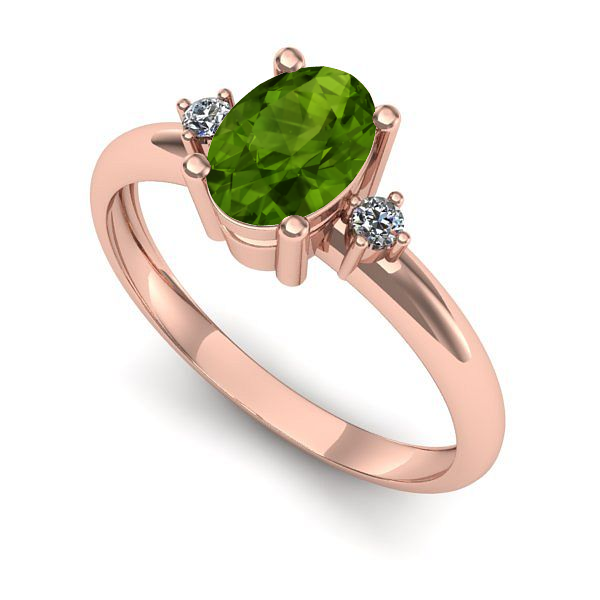 Inel din aur roz cu peridot