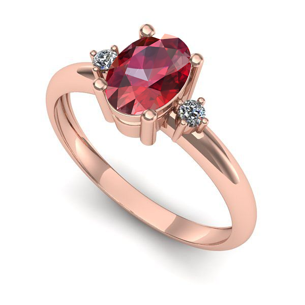 Inel logodna din aur roz cu rubin