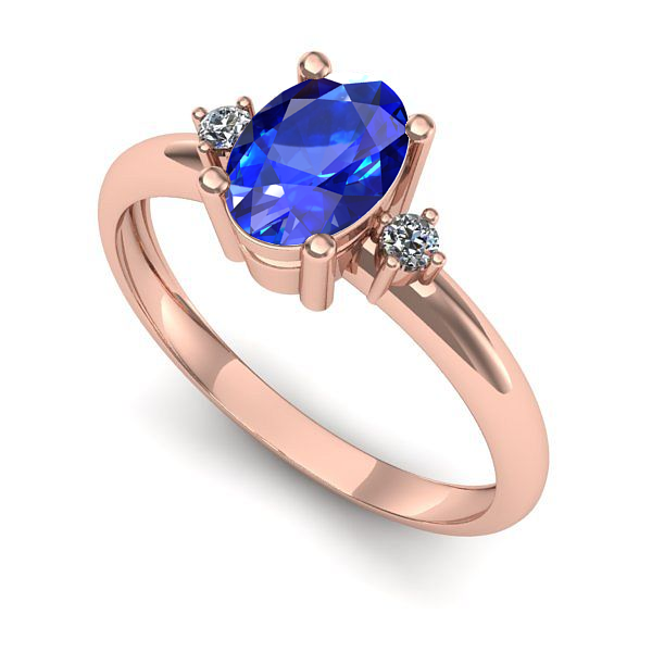 Inel logodna din aur roz cu safir