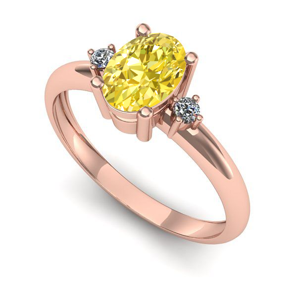 Inel din aur roz cu safir galben