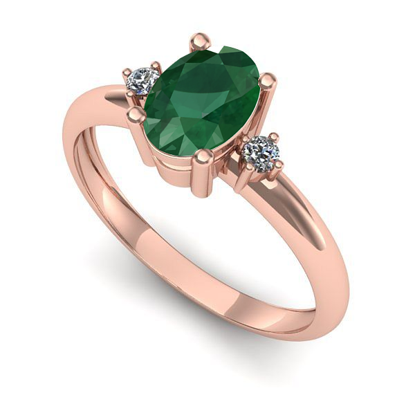Inel din aur roz cu smarald