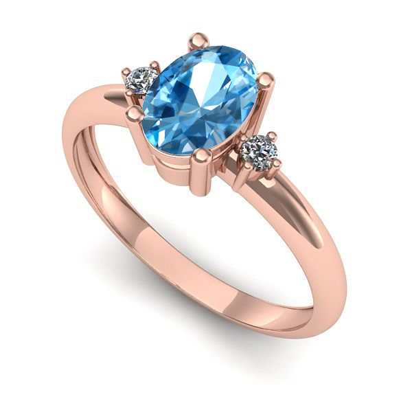 Inel de logodna din aur roz cu topaz blue