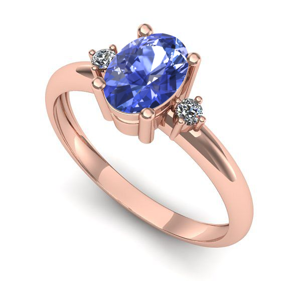 Inel din aur roz cu tanzanit