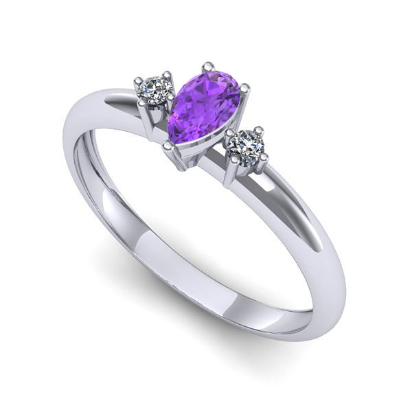 Inel de logodna din aur alb cu ametist