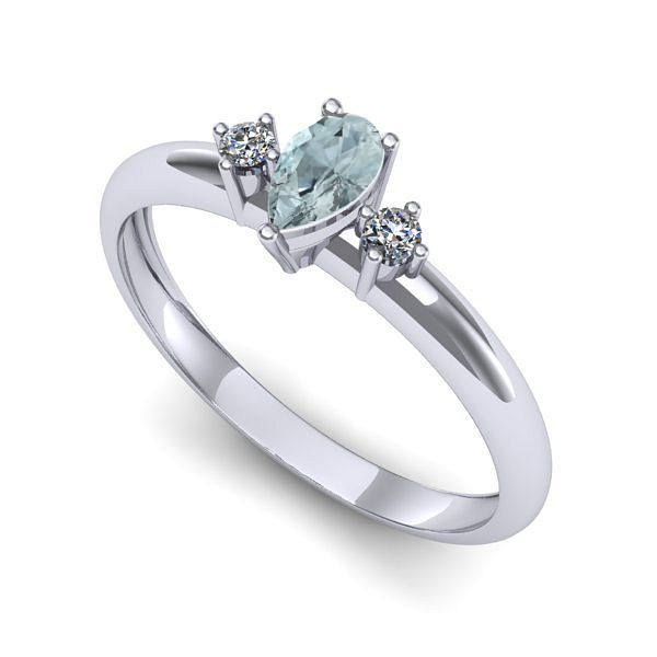 Inel din aur alb cu aquamarin