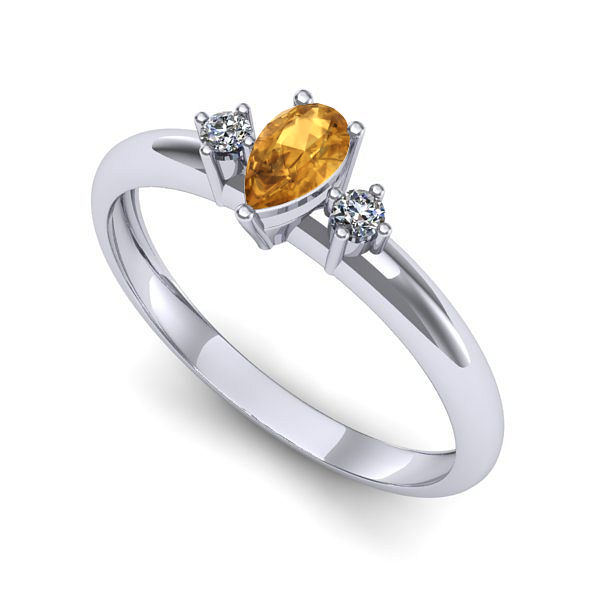 Inel din aur alb cu citrin