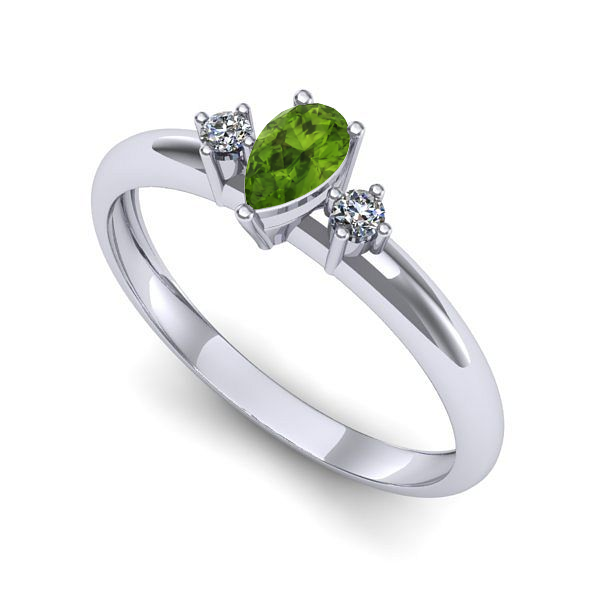 Inel logodna din aur alb cu peridot