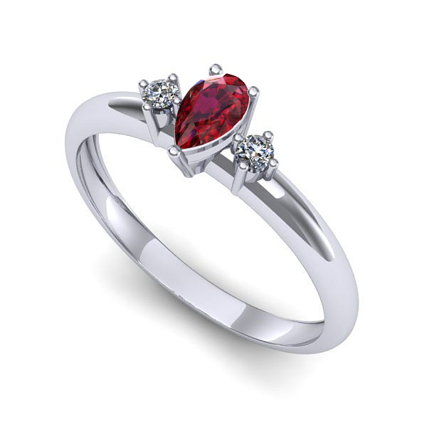 Inel logodna din aur alb cu rubin