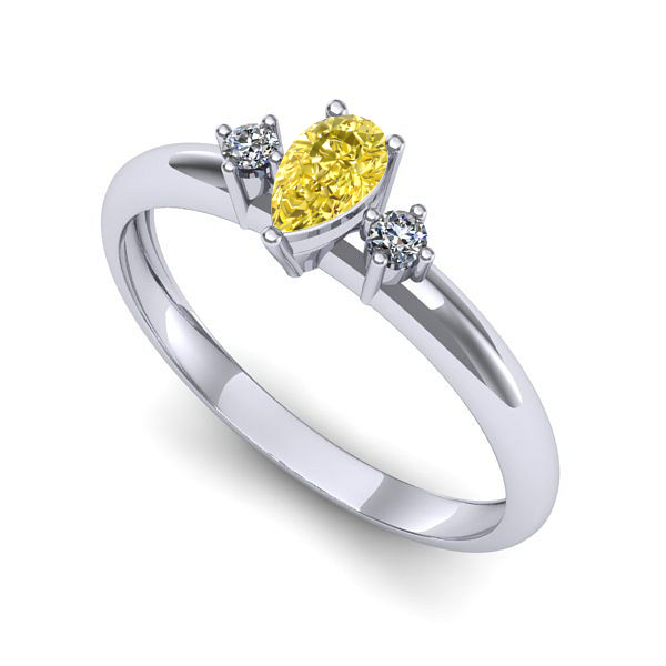 Inel logodna din aur alb cu safir galben