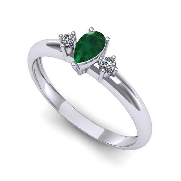 Inel din aur alb cu smarald