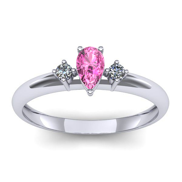 Inel cu safir roz lacrima