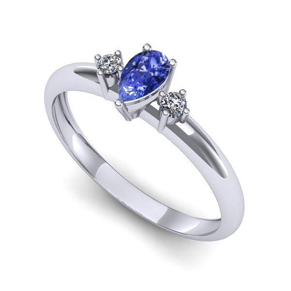 Inel logodna din aur alb cu tanzanit
