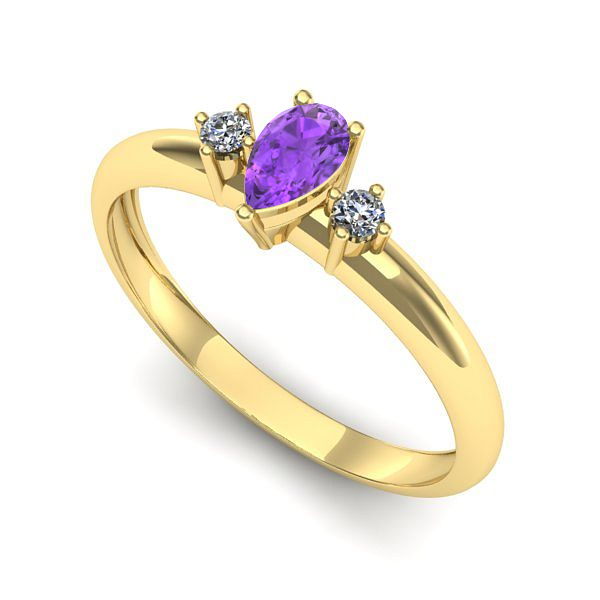 Inel din aur galben cu ametist