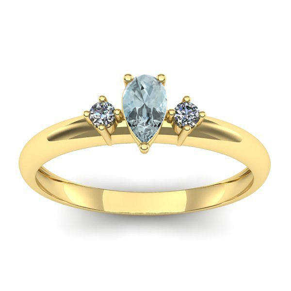 Inel logodna cu aquamarin lacrima