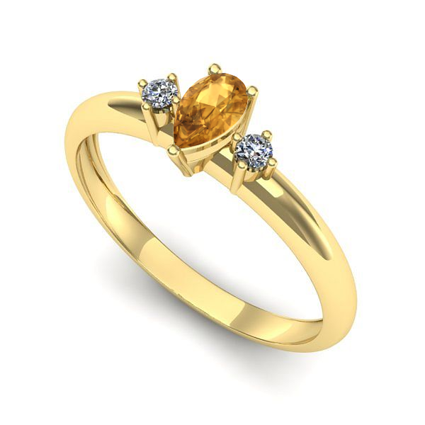 Inel logodna din aur galben cu citrin