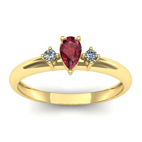 Inel logodna cu rubin lacrima