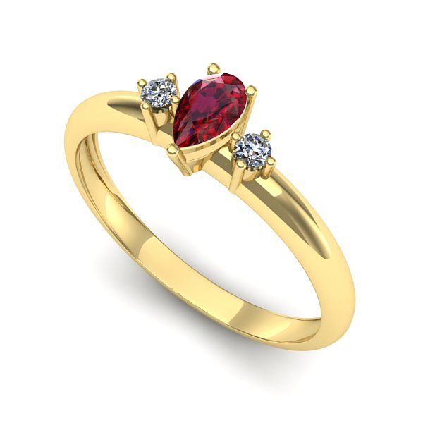 Inel logodna din aur galben cu rubin