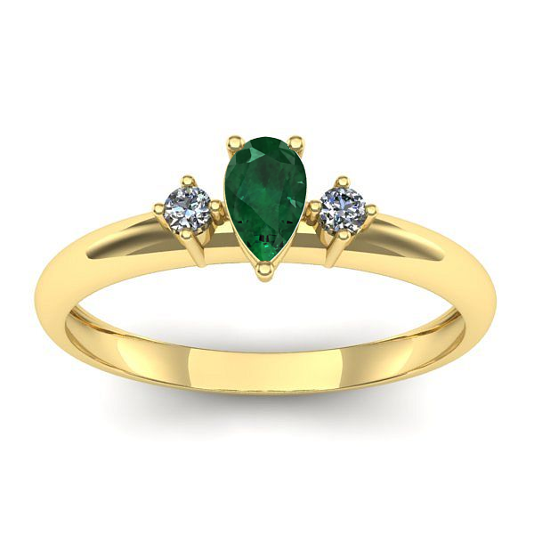 Inel logodna cu smarald lacrima