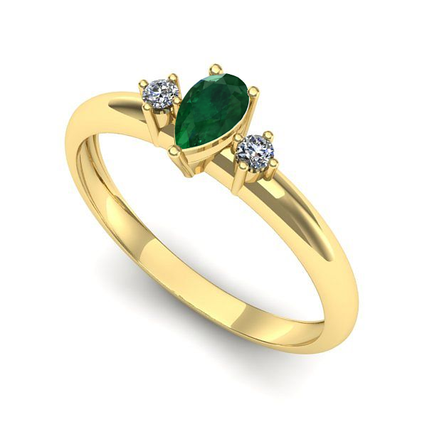 Inel logodna din aur galben cu smarald