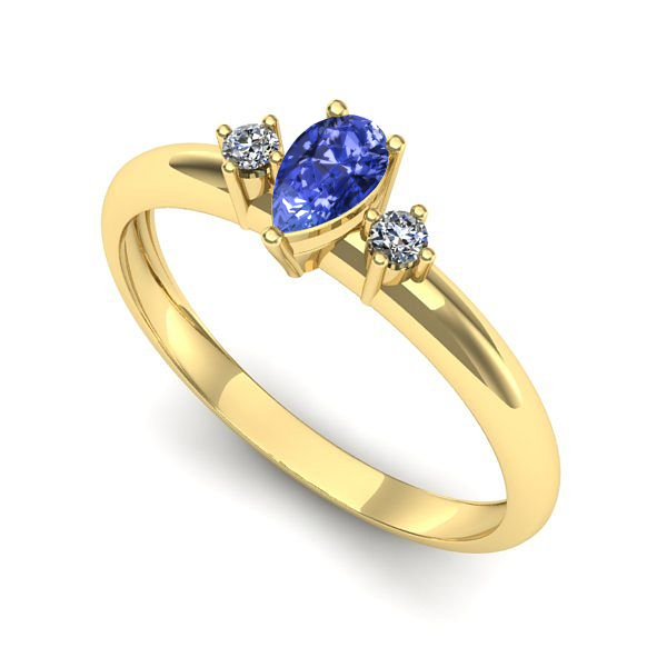 Inel logodna din aur galben cu tanzanit