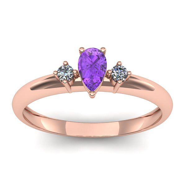 Inel de logodna cu ametist lacrima