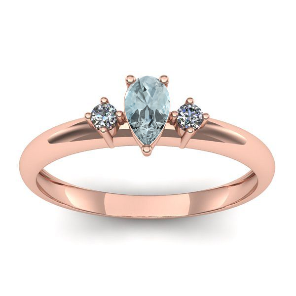 Inel de logodna cu aquamarin lacrima