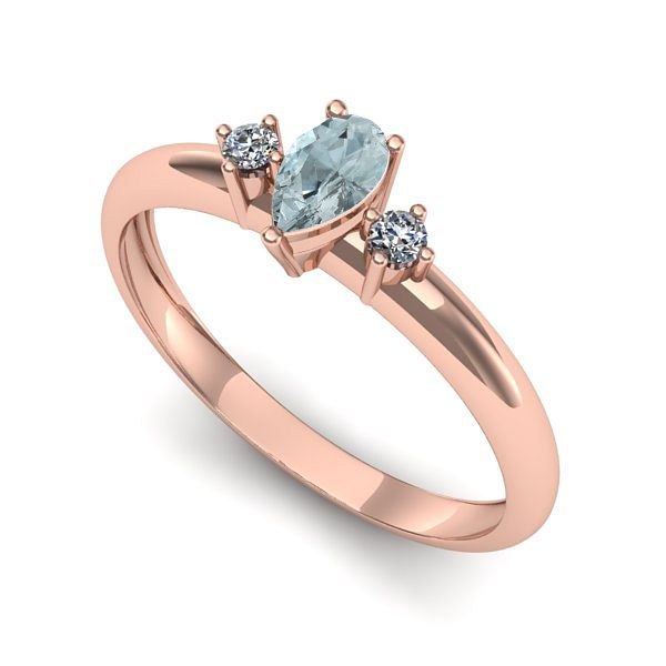 Inel din aur roz cu aquamarin