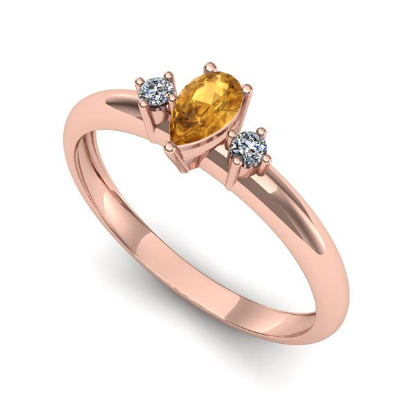 Inel din aur roz cu citrin