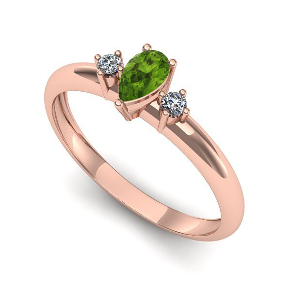 Inel de logodna din aur roz cu peridot