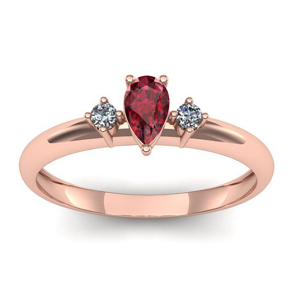 Inel logodna cu rubin lacrima