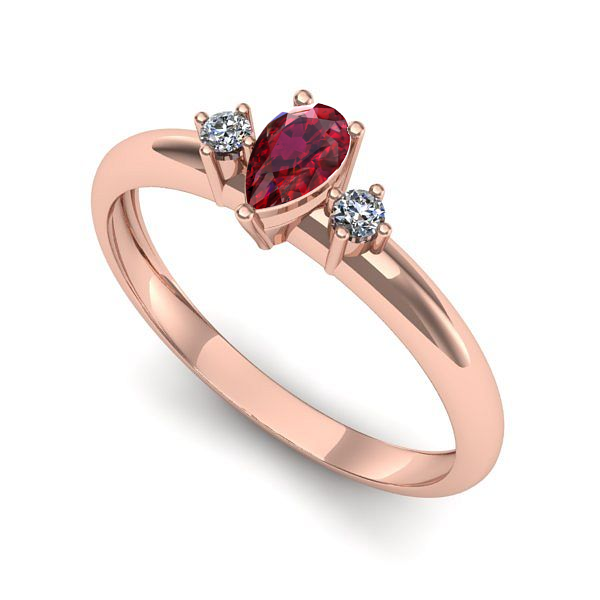 Inel de logodna din aur roz cu rubin