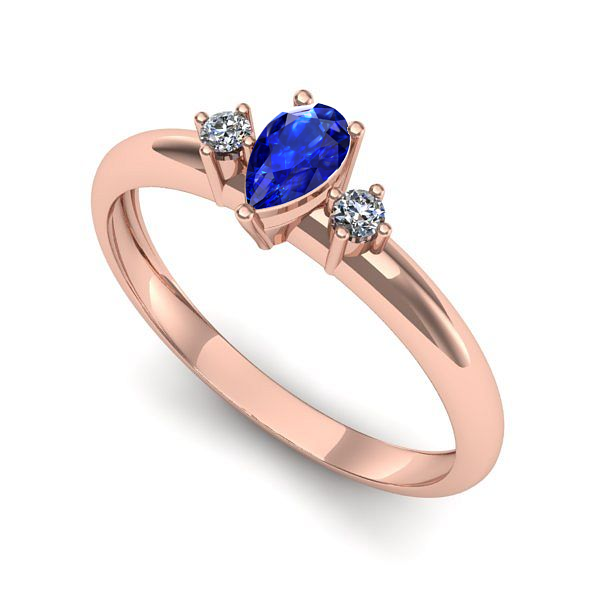 Inel logodna din aur roz cu safir