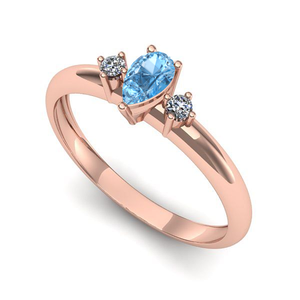 Inel de logodna din aur roz cu topaz blue